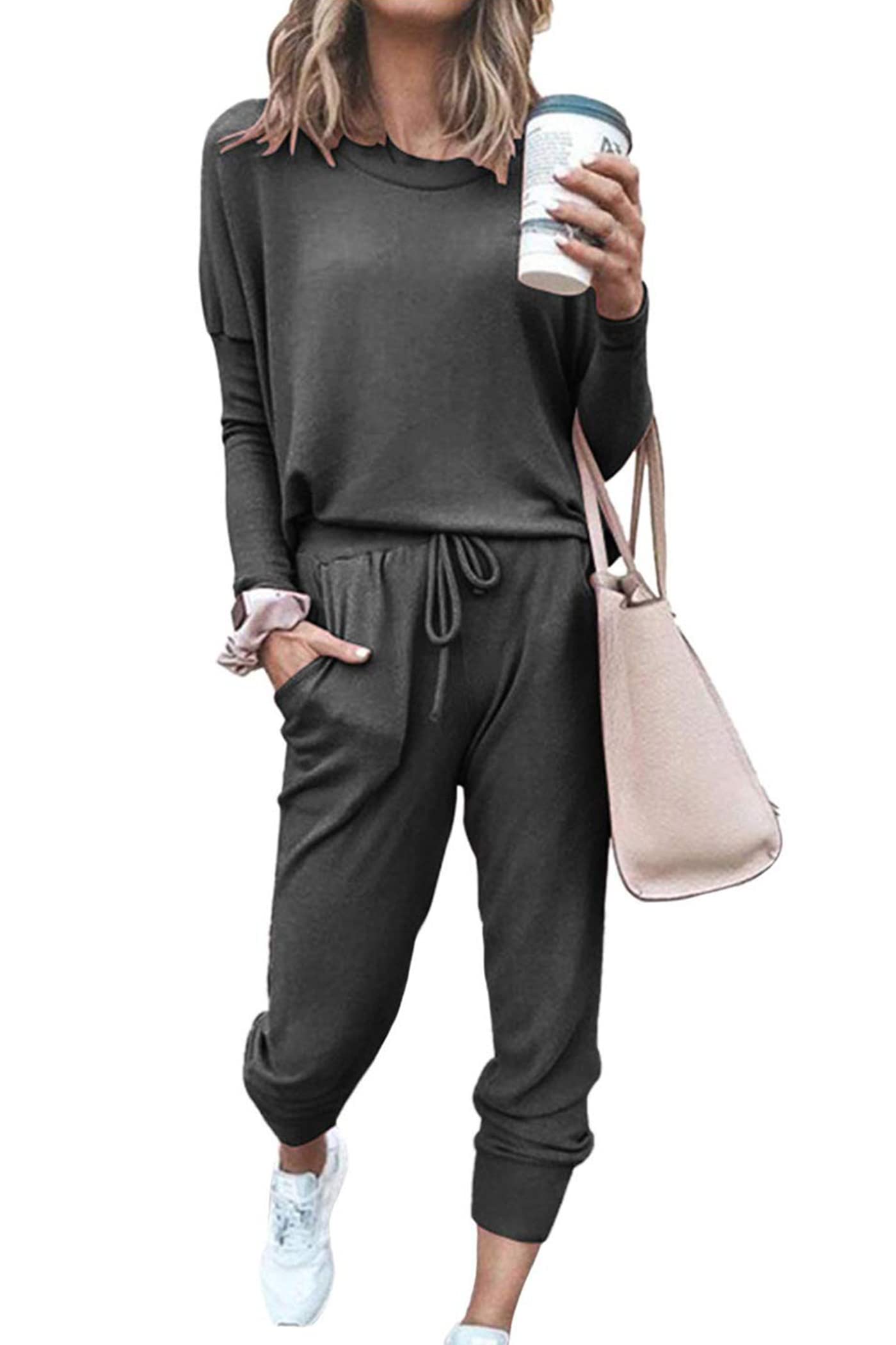 2025 Hot Sale Women's Fall Crewneck Pullover Tops And High Waisted Pants Lounge Set