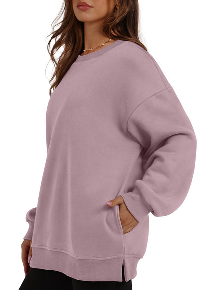 Women's Oversized Fleece Pullover with Hidden Pockets Buy 2 Free Shipping