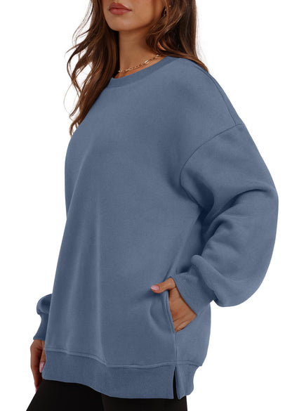 Women's Oversized Fleece Pullover with Hidden Pockets Buy 2 Free Shipping