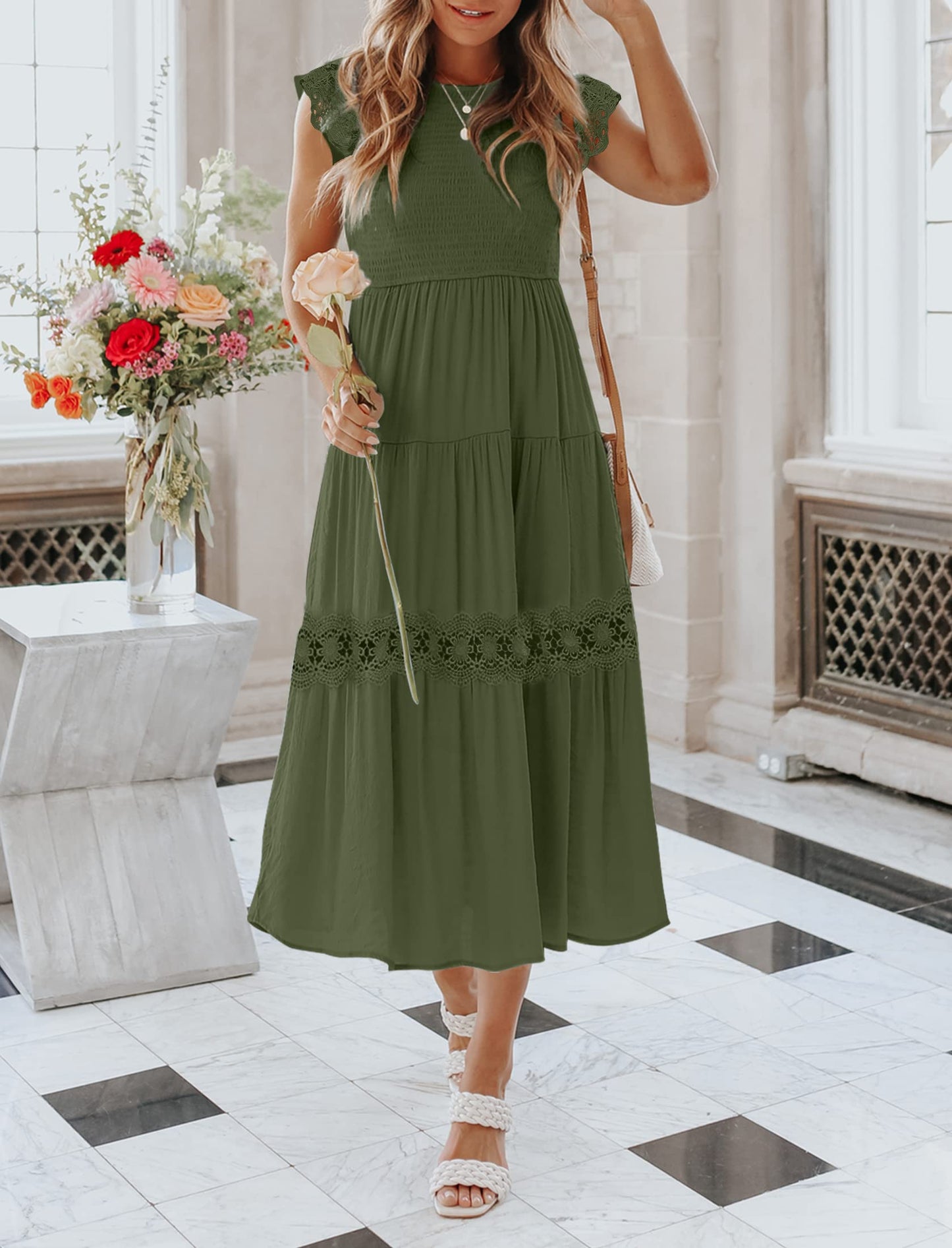 Women's Summer Casual Flutter Short Midi Dress