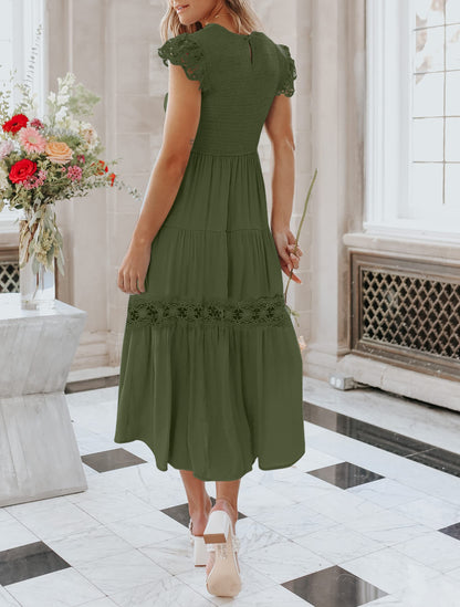 Women's Summer Casual Flutter Short Midi Dress