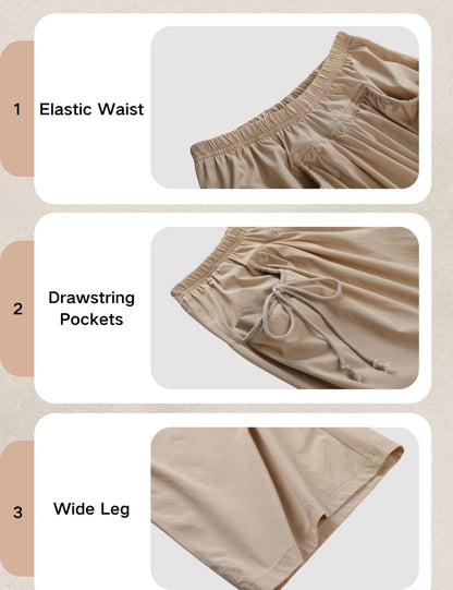 ✨Womens Loose Wide Leg Track Pants Boho Sport Style Drawstring Pockets Elastic Waist