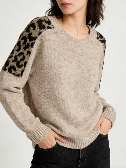Women's Leopard Print Patchwork Sweater (Buy 2 Free Shipping)