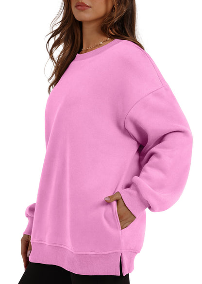 Women's Oversized Fleece Pullover with Hidden Pockets Buy 2 Free Shipping