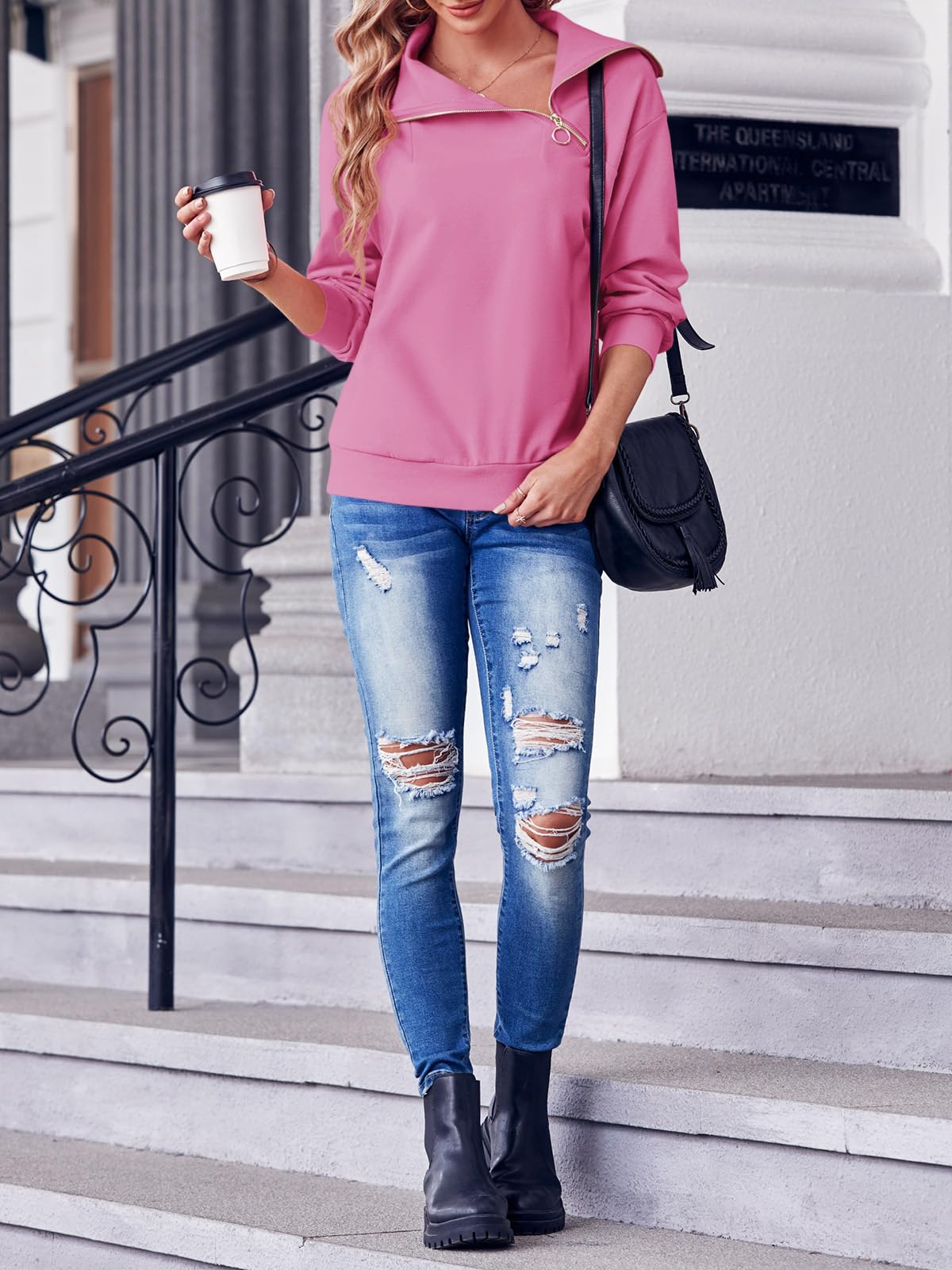 Women's Turtleneck Zipper Sweatshirt Buy 2 Free Shipping