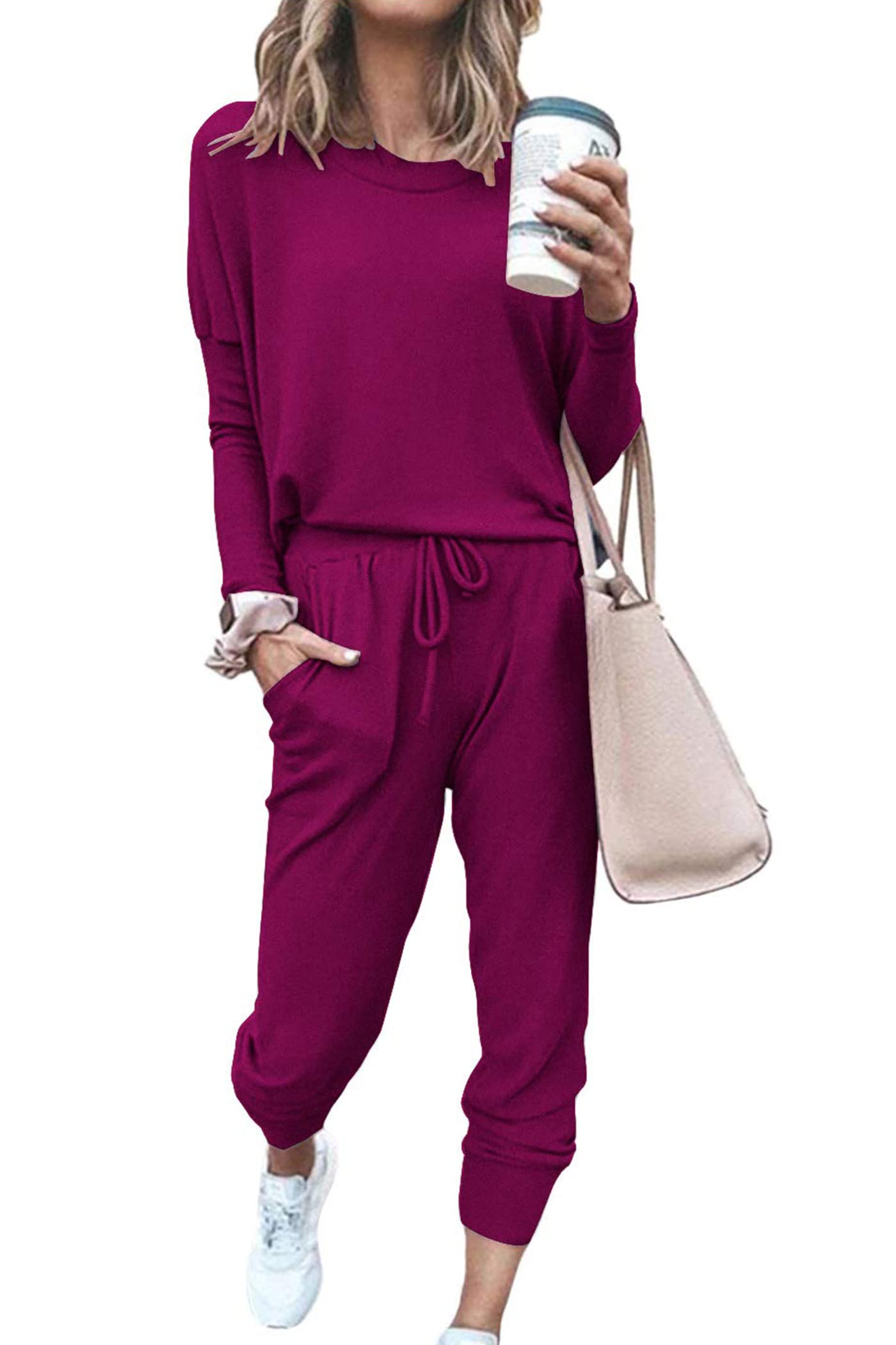 2025 Hot Sale Women's Fall Crewneck Pullover Tops And High Waisted Pants Lounge Set