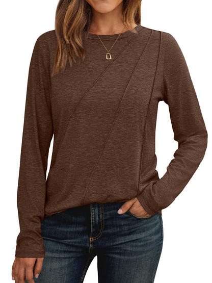 Womens Pleated Long Sleeve Tunic Tops