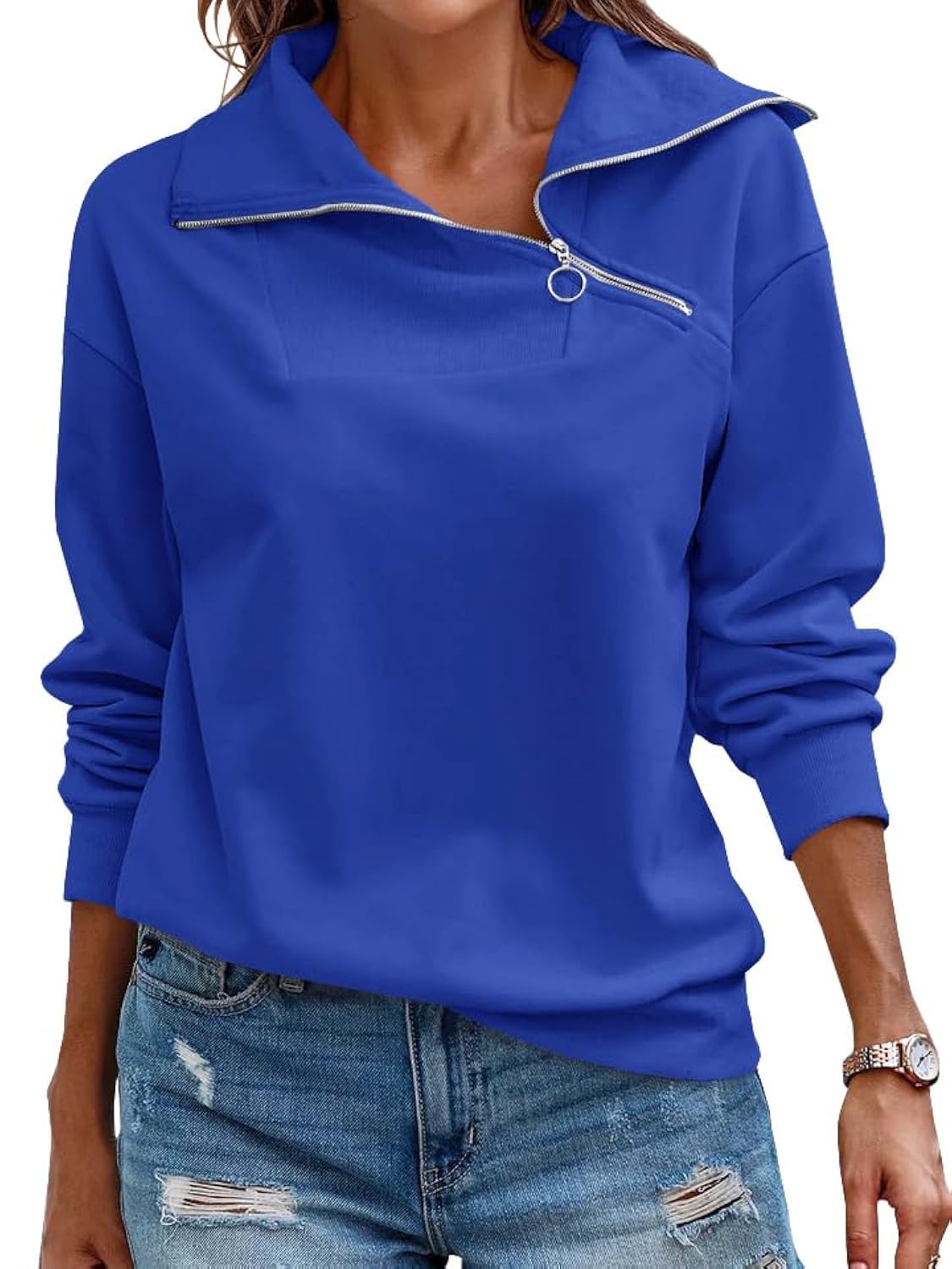 Women's Turtleneck Zipper Sweatshirt Buy 2 Free Shipping