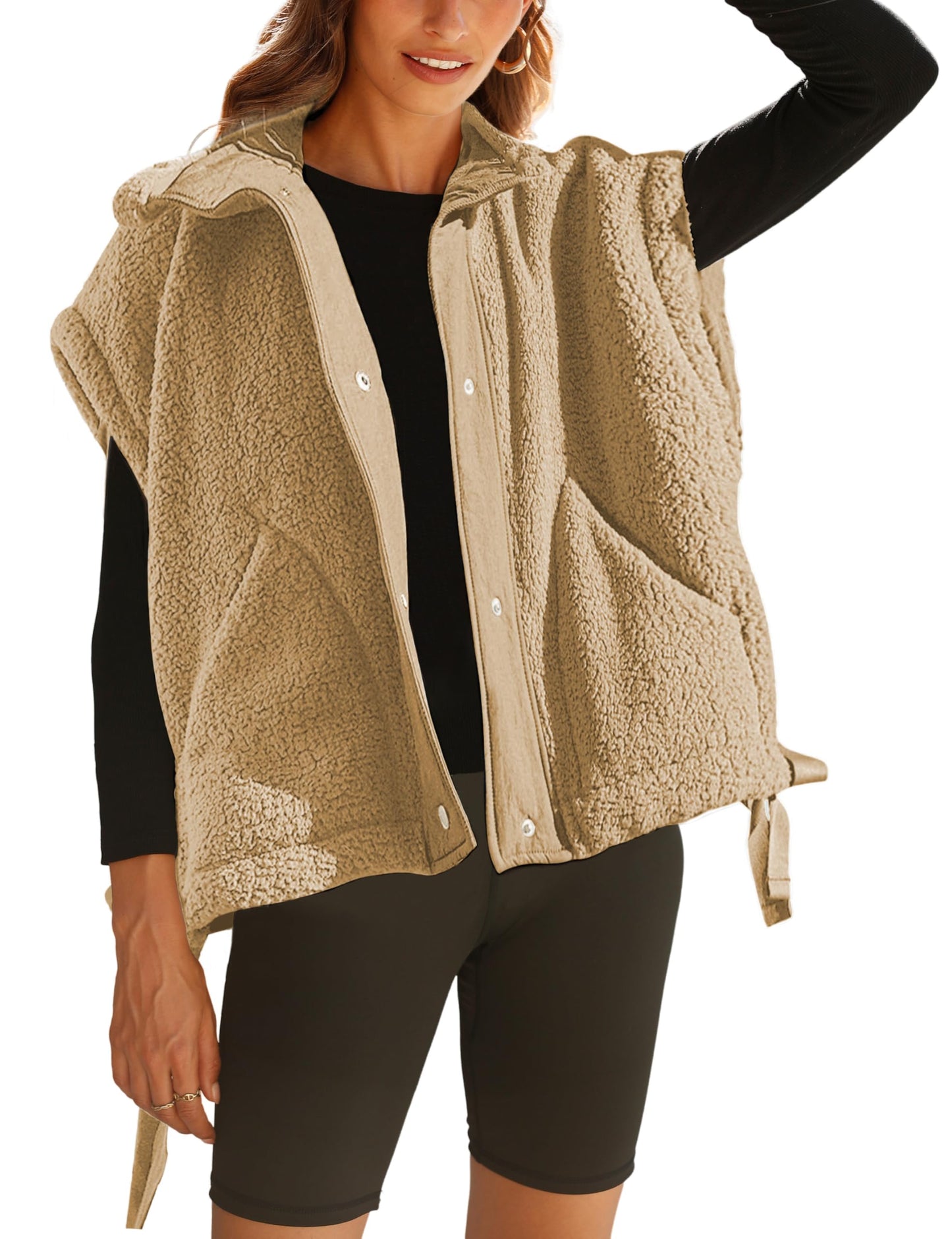 ✨Women's Fuzzy Fleece Vest Oversized Button Down Sherpa Jacket