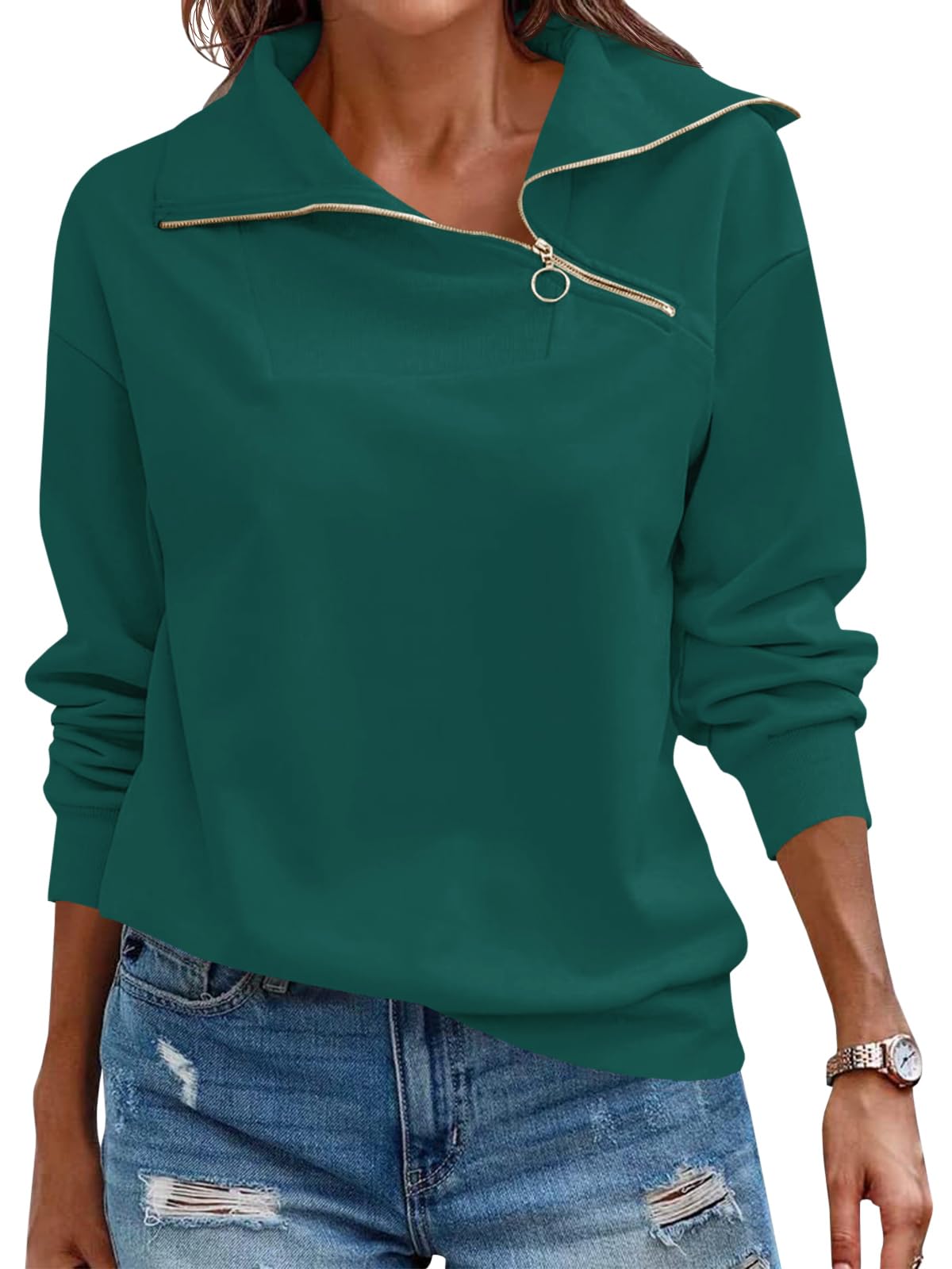 Women's Turtleneck Zipper Sweatshirt Buy 2 Free Shipping