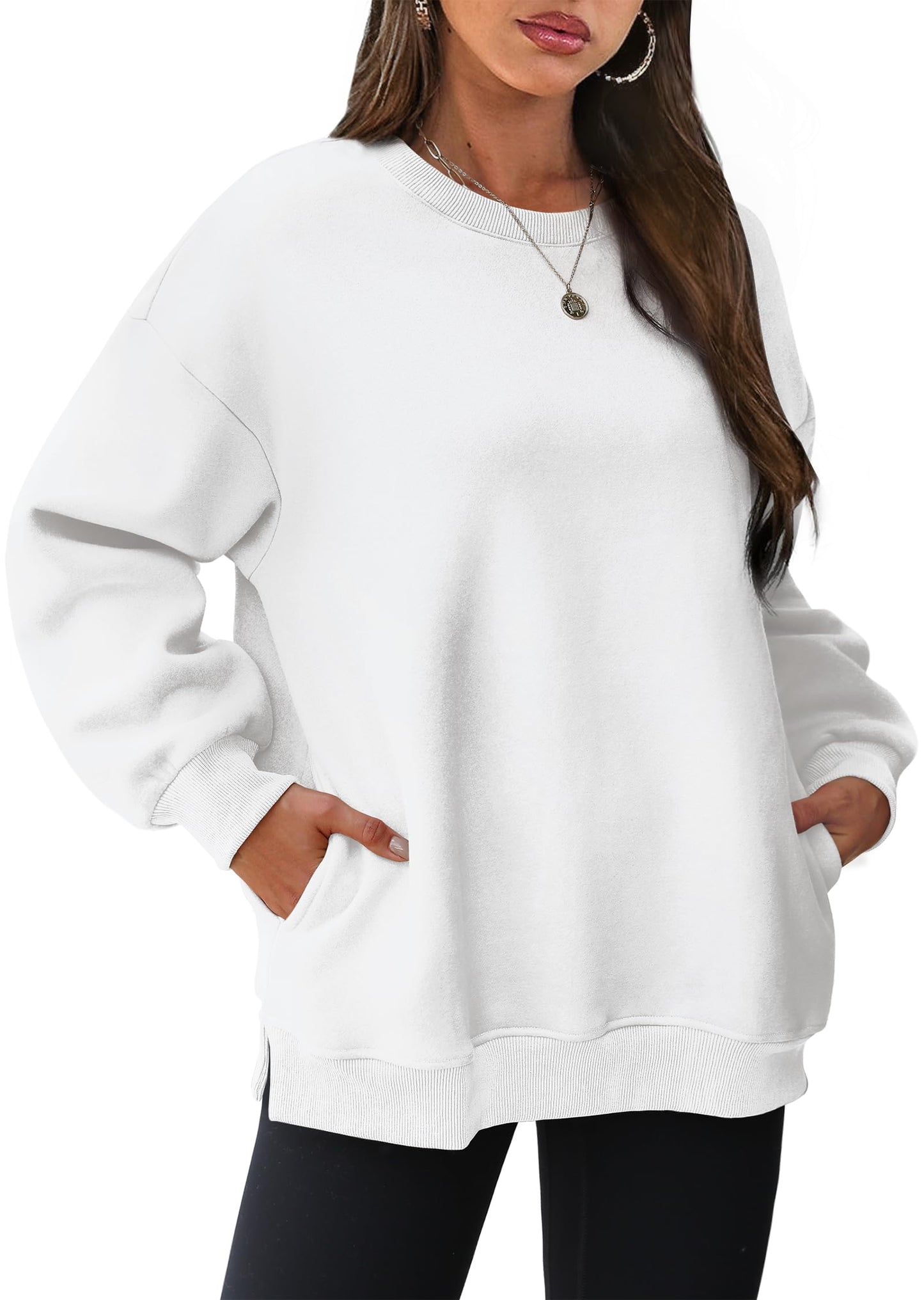 Women's Oversized Fleece Pullover with Hidden Pockets Buy 2 Free Shipping
