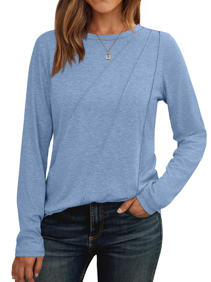 Womens Pleated Long Sleeve Tunic Tops