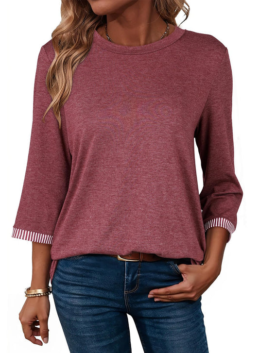 2026 New Women's 3/4 Length Sleeve T Shirts Casual Crew Neck Basic Blouses(buy 3 free shipping!!!)