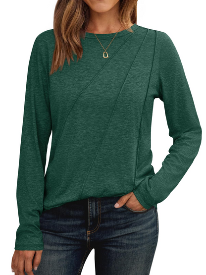 Womens Pleated Long Sleeve Tunic Tops