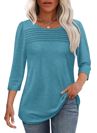 ✨ Women's 3/4 Length Sleeve Top Pleated Front T-Shirt(buy 3 free shipping)
