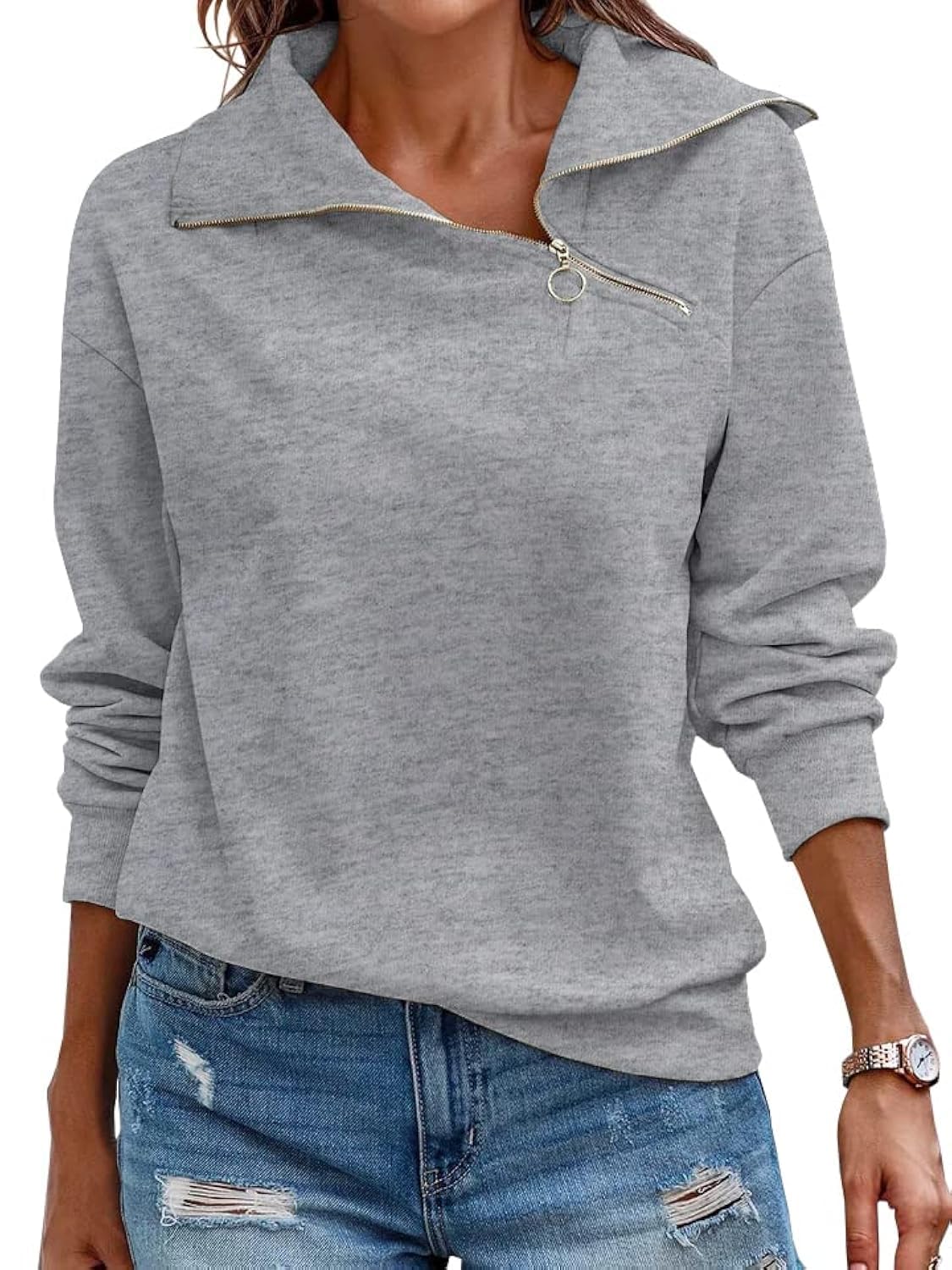 Women's Turtleneck Zipper Sweatshirt Buy 2 Free Shipping