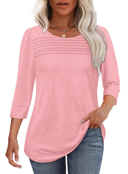 ✨ Women's 3/4 Length Sleeve Top Pleated Front T-Shirt(buy 3 free shipping)
