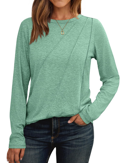 Womens Pleated Long Sleeve Tunic Tops