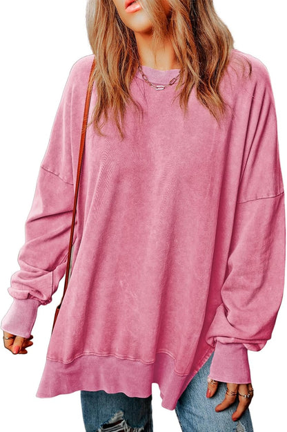 ✨Womens Casual Long Sleeve Crewneck Lightweight Pullover Tops Buy 2 Free Shipping