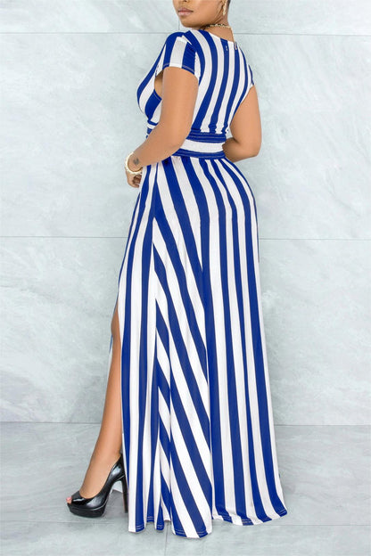 SEXY STRIPED HIGH WAIST MAXI DRESS - BUY 2 FREE SHIPPING