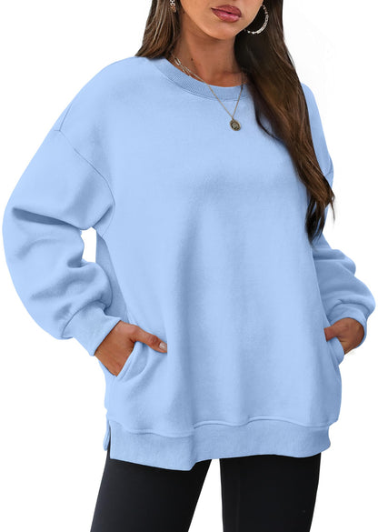 Women's Oversized Fleece Pullover with Hidden Pockets Buy 2 Free Shipping