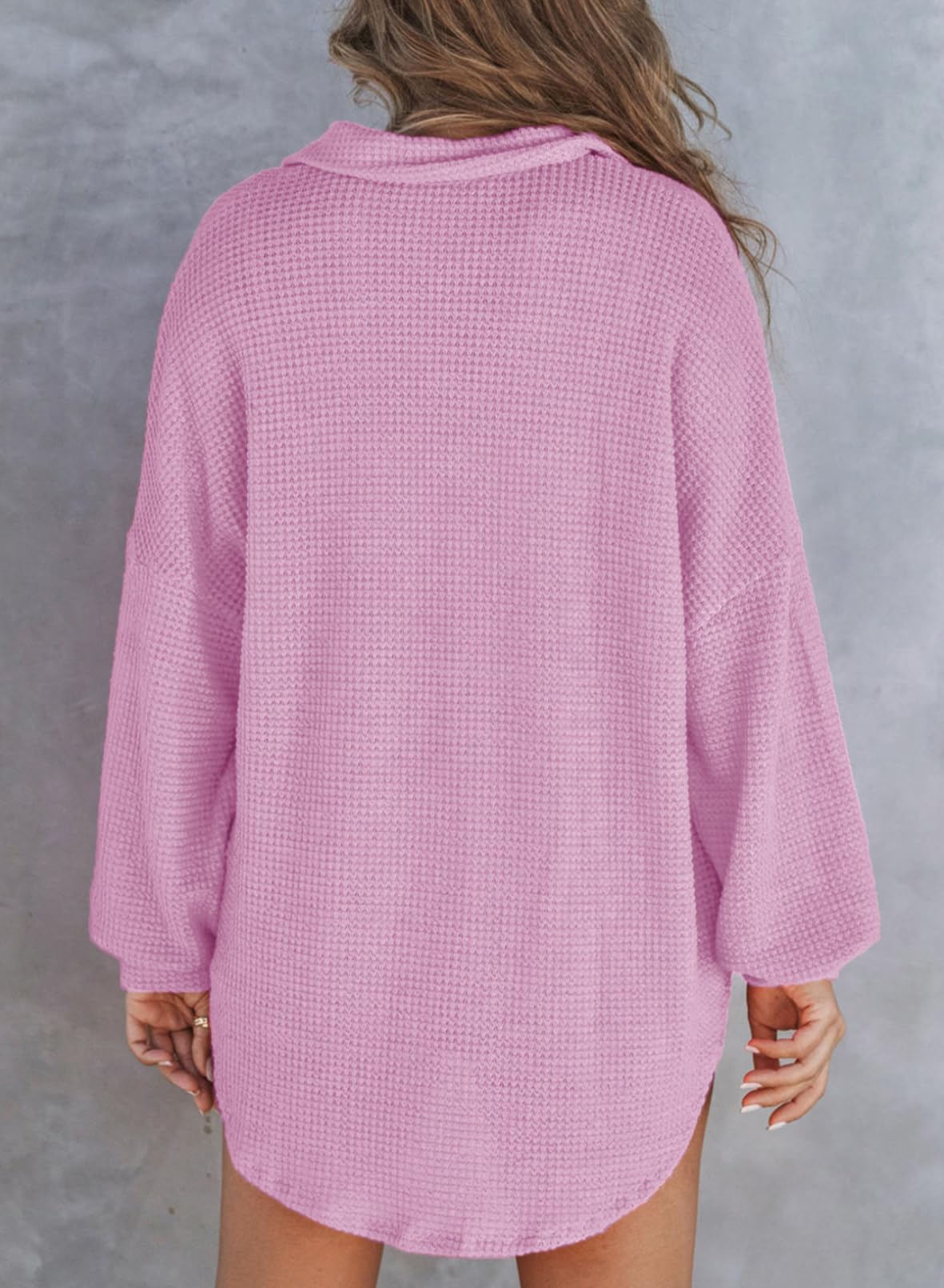 Autumn Women's Waffle Knit Henley V Neck Shirt Jacket (Buy 2 Free Shipping)