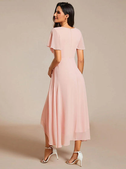 ✨Ruffles Sleeve Pleated V-Neck A-Line Midi Dress (buy two free shipping!!!)