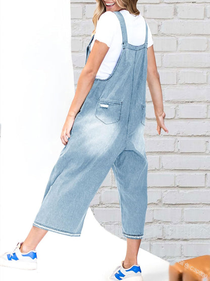 ✨Loose Fit Adjustable Strap Distressed Denim Bib Overalls(buy 2 free shipping!!!)