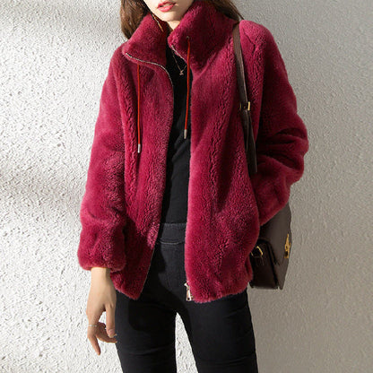 2022 Padded Coat Stand-collar Double-faced Fleece Jacket