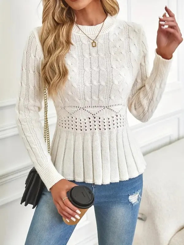 ✨Women's Chunky Knit Crew Neck Long Sleeve Knit Top (Buy 2 Free Shipping)