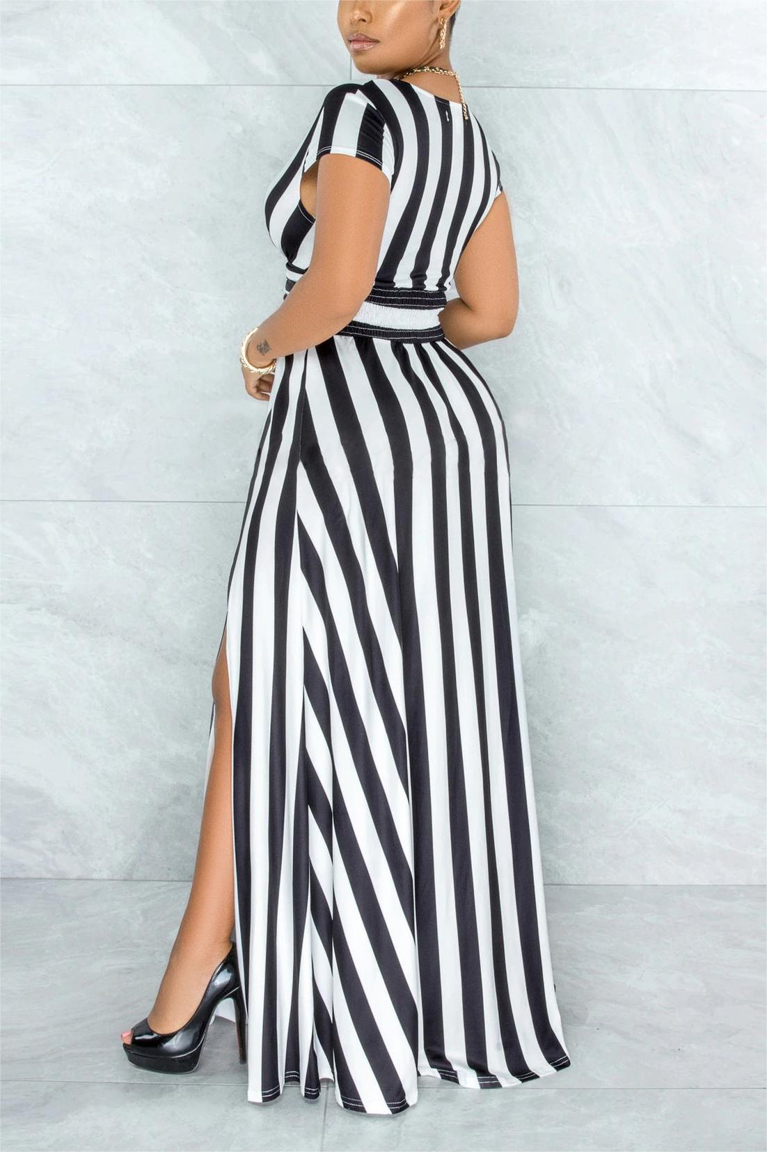 SEXY STRIPED HIGH WAIST MAXI DRESS - BUY 2 FREE SHIPPING
