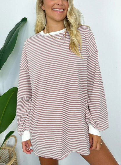 🌈Women's Casual Striped Crewneck Oversized Pullover(BUY 2 FREE SHIPPING!!!)