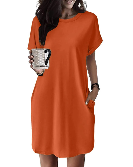 Women's Casual Short Sleeve T-Shirt Dress with Pockets (Buy 2 Free Shipping)