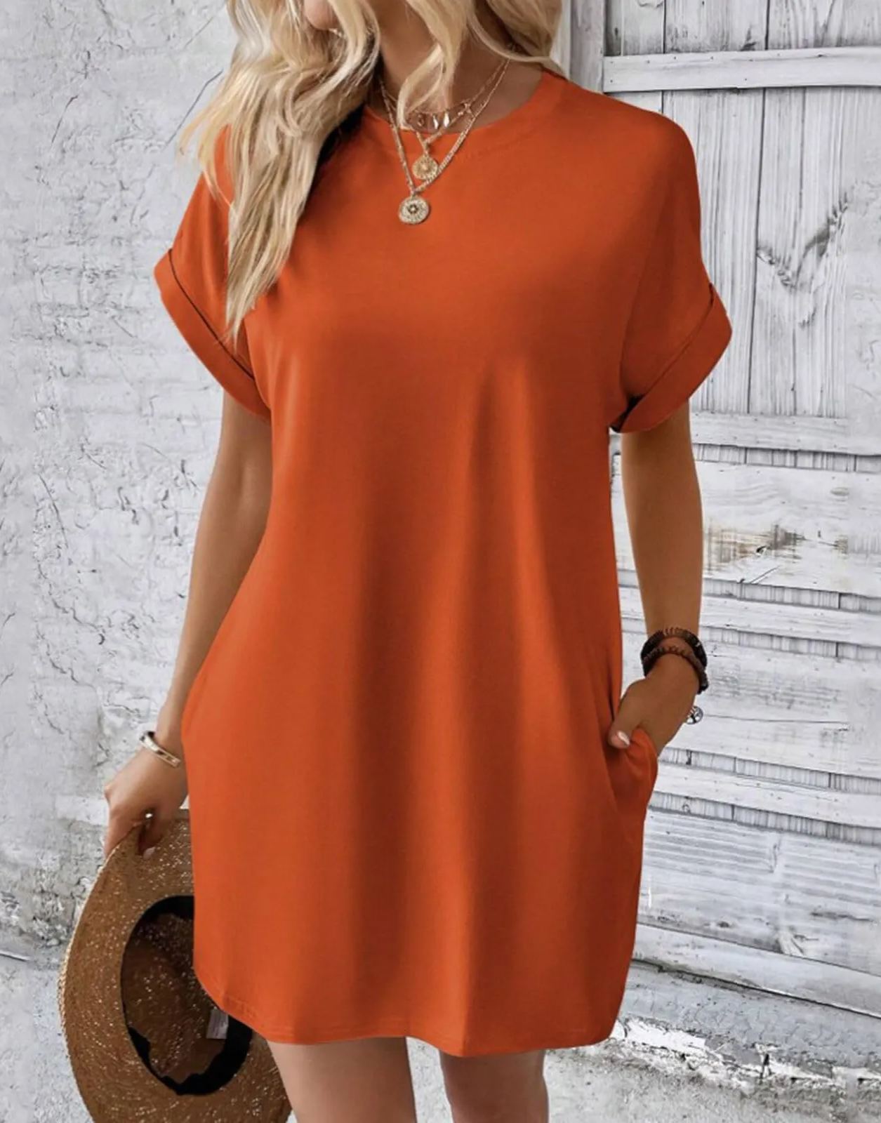 Women's Casual Short Sleeve T-Shirt Dress with Pockets (Buy 2 Free Shipping)