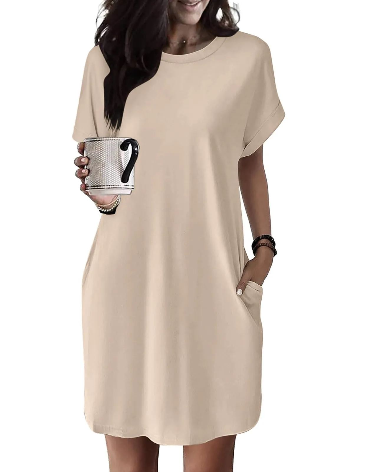 Women's Casual Short Sleeve T-Shirt Dress with Pockets (Buy 2 Free Shipping)