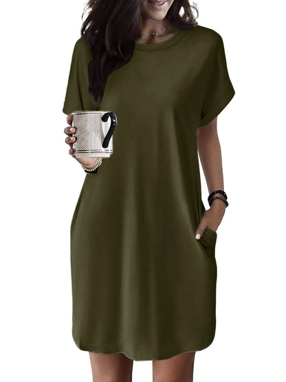 Women's Casual Short Sleeve T-Shirt Dress with Pockets (Buy 2 Free Shipping)