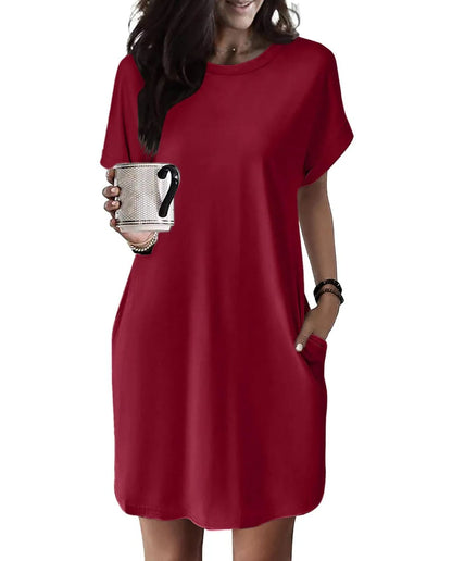 Women's Casual Short Sleeve T-Shirt Dress with Pockets (Buy 2 Free Shipping)