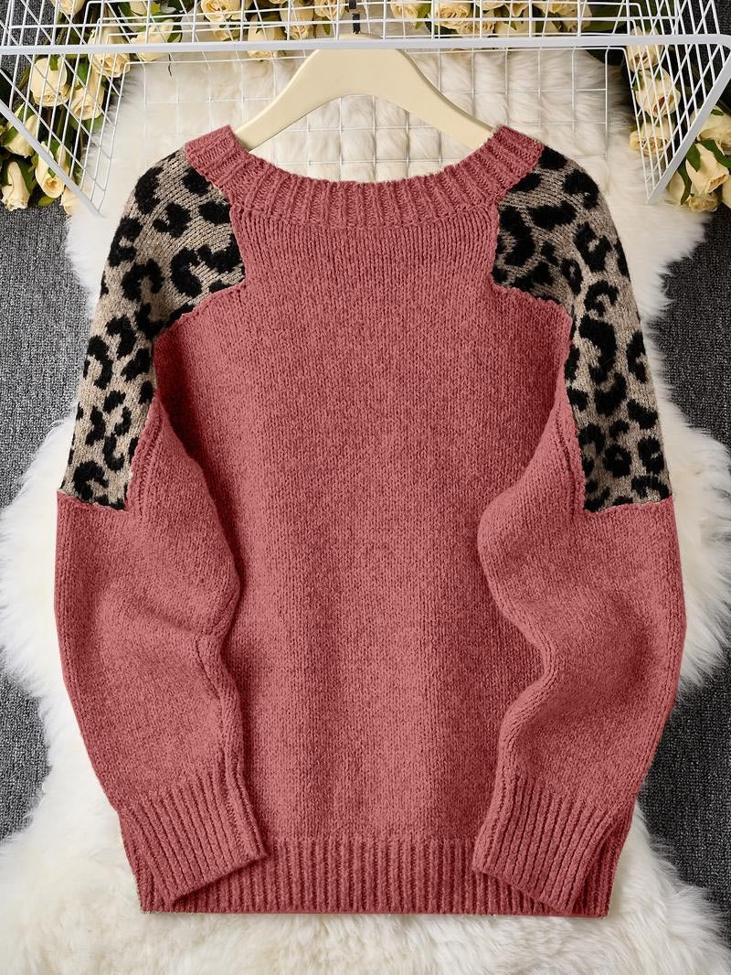 Women's Leopard Print Patchwork Sweater (Buy 2 Free Shipping)