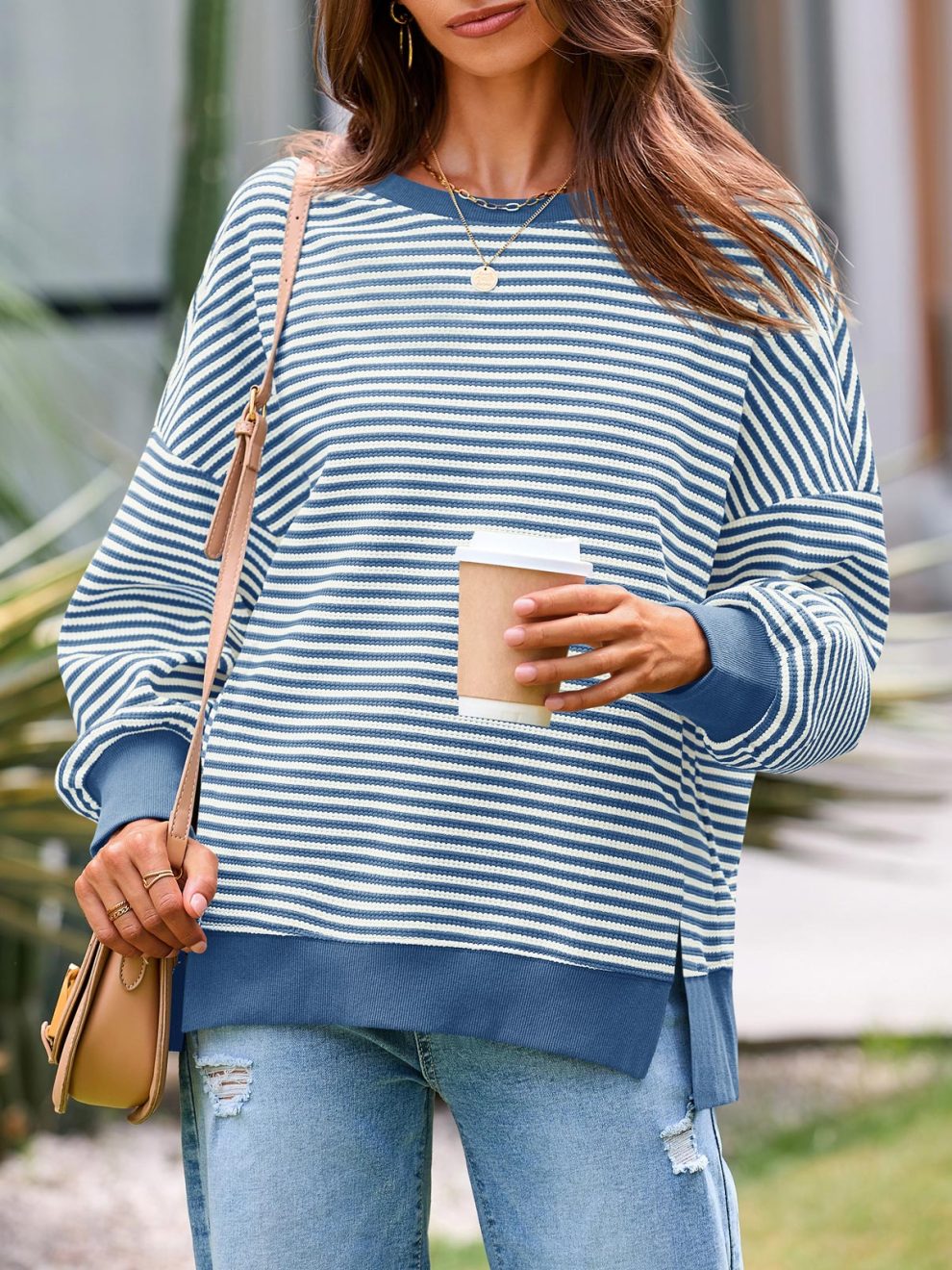 Women's Oversized Striped Sweatshirt (Buy 2 Free Shipping)