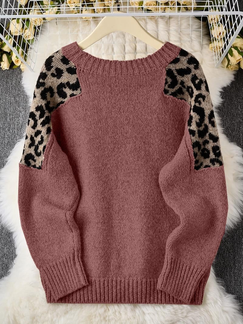 Women's Leopard Print Patchwork Sweater (Buy 2 Free Shipping)