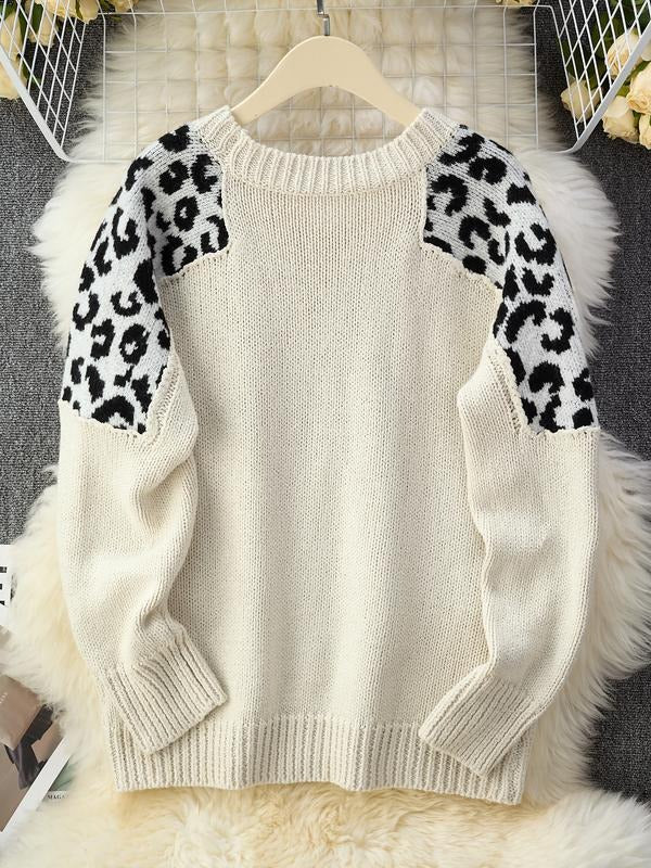 Women's Leopard Print Patchwork Sweater (Buy 2 Free Shipping)