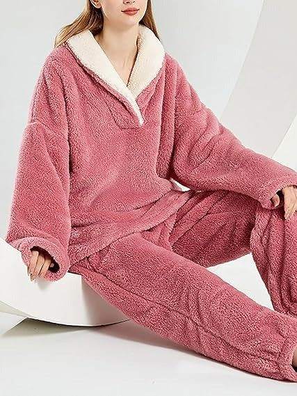 Cozy Cloud-Fleece Lapel Loungewear Two-Piece (Buy 2 Free Shipping)