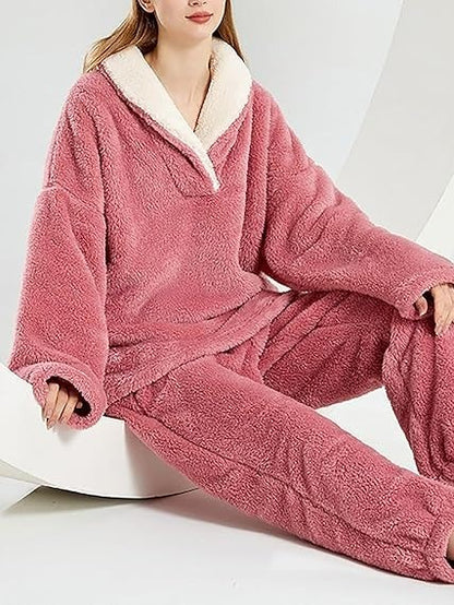 Cozy Cloud-Fleece Lapel Loungewear Two-Piece (Buy 2 Free Shipping)