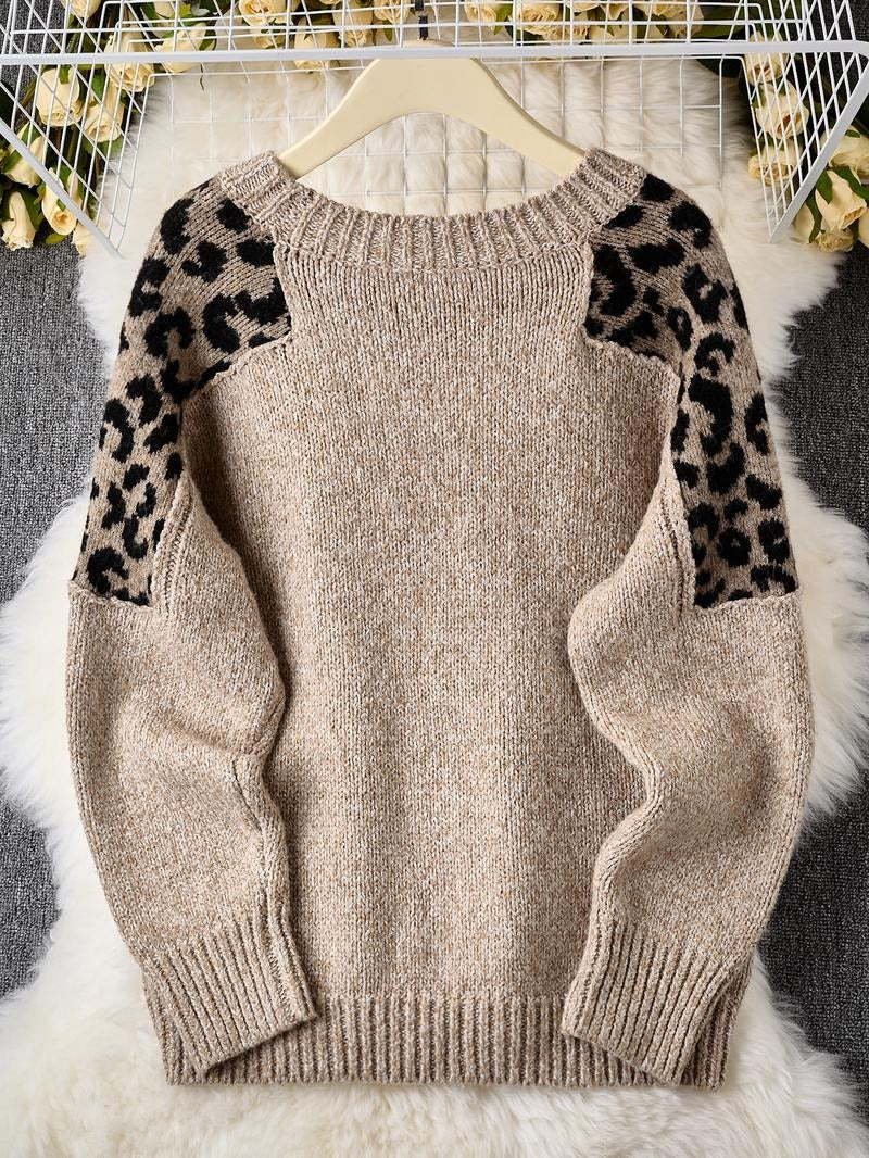 Women's Leopard Print Patchwork Sweater (Buy 2 Free Shipping)
