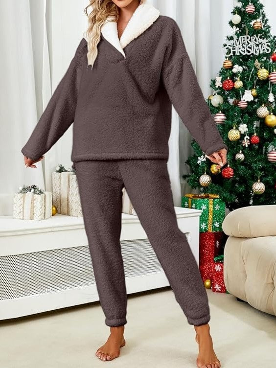 Cozy Cloud-Fleece Lapel Loungewear Two-Piece (Buy 2 Free Shipping)