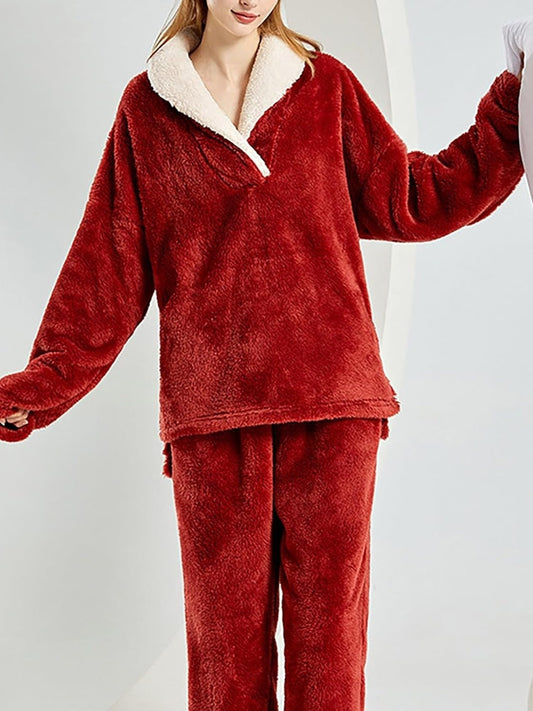 Cozy Cloud-Fleece Lapel Loungewear Two-Piece (Buy 2 Free Shipping)