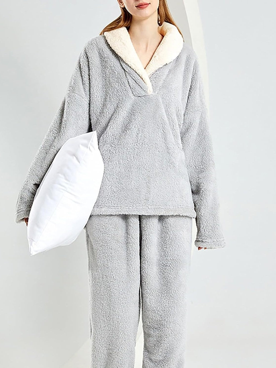 Cozy Cloud-Fleece Lapel Loungewear Two-Piece (Buy 2 Free Shipping)