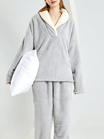 Cozy Cloud-Fleece Lapel Loungewear Two-Piece (Buy 2 Free Shipping)