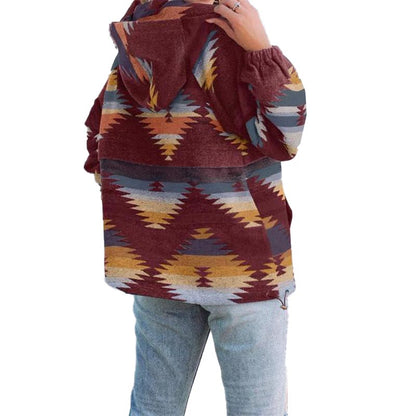 Women’s Oversized Hoodie Zip Up Long Sleeve Aztec Loose Fit Sweatshirts Pullover Tops
